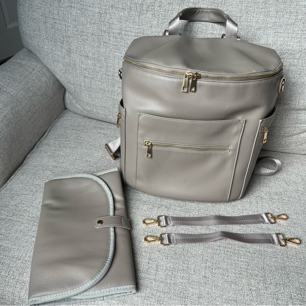 Leather convertible diaper bag
